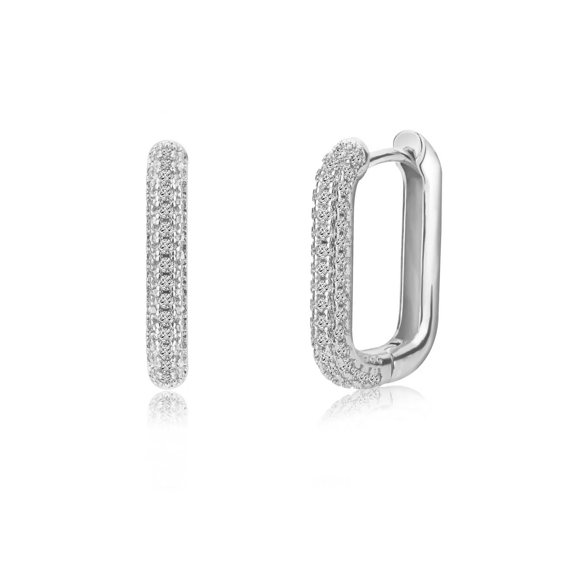 Ovale Creolen Ohrringe mit Zirkonia Steinen - Self Love Club